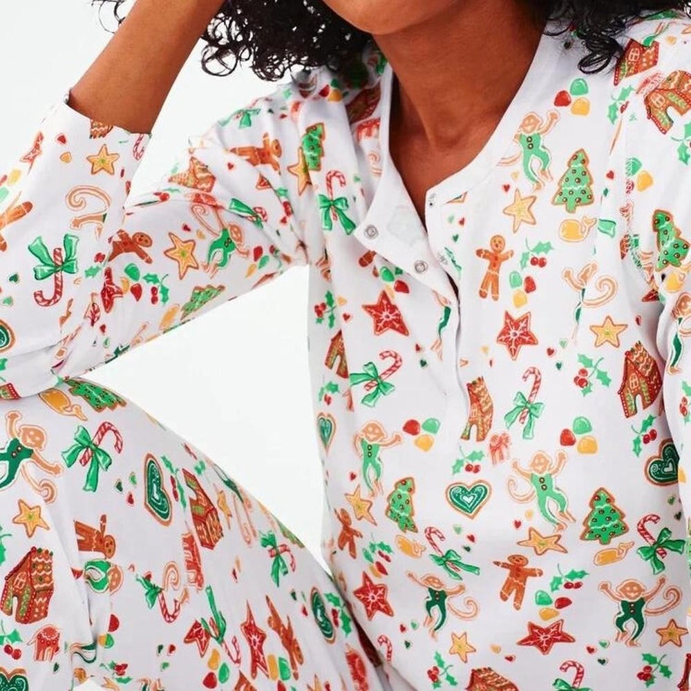 Roller Rabbit NWT Gingerbread Party Long Pajamas Multi Christmas Holiday 2024 L